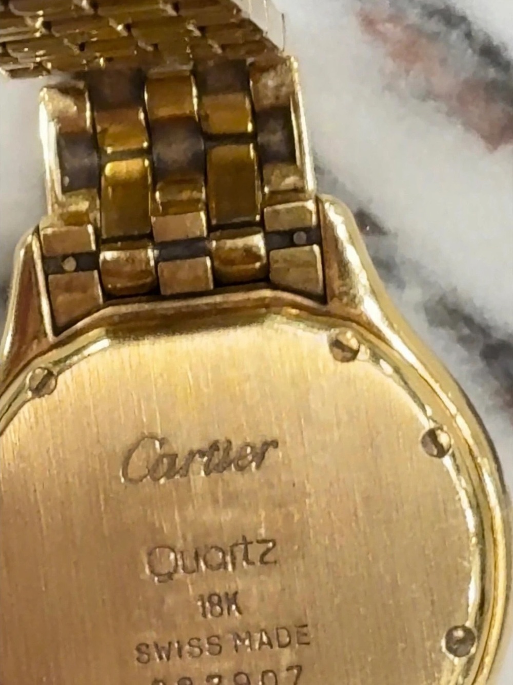 Cartier 18 karat Gold Cougar Watch with White Dial, Blue Hands and diamonds. - Picture 16 of 16